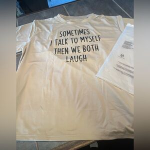 NWT Graphic Short-Sleeve Tee in Tan- I talk
To myself XL / fits more like Lg